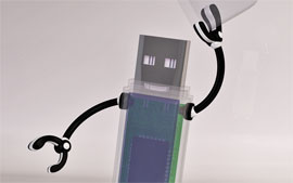 3D Picture of USB Stick Robot Man Doffing Cap